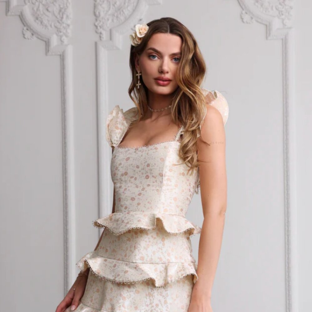 V. Chapman Maribella Dress in Dusty Cream Duchess | New with Tags